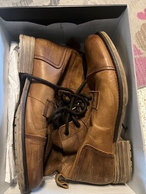 Aldo Men's Tan Leather Lace-Up Ankle Boots